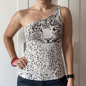 Bershka Cheetah One Shoulder Top